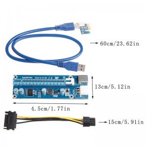 Extensie pentru placa video suplimentara USB3.0 PCI-E Express 1x To 16x Extender Riser Card Adapter SATA 6Pin Power Cable